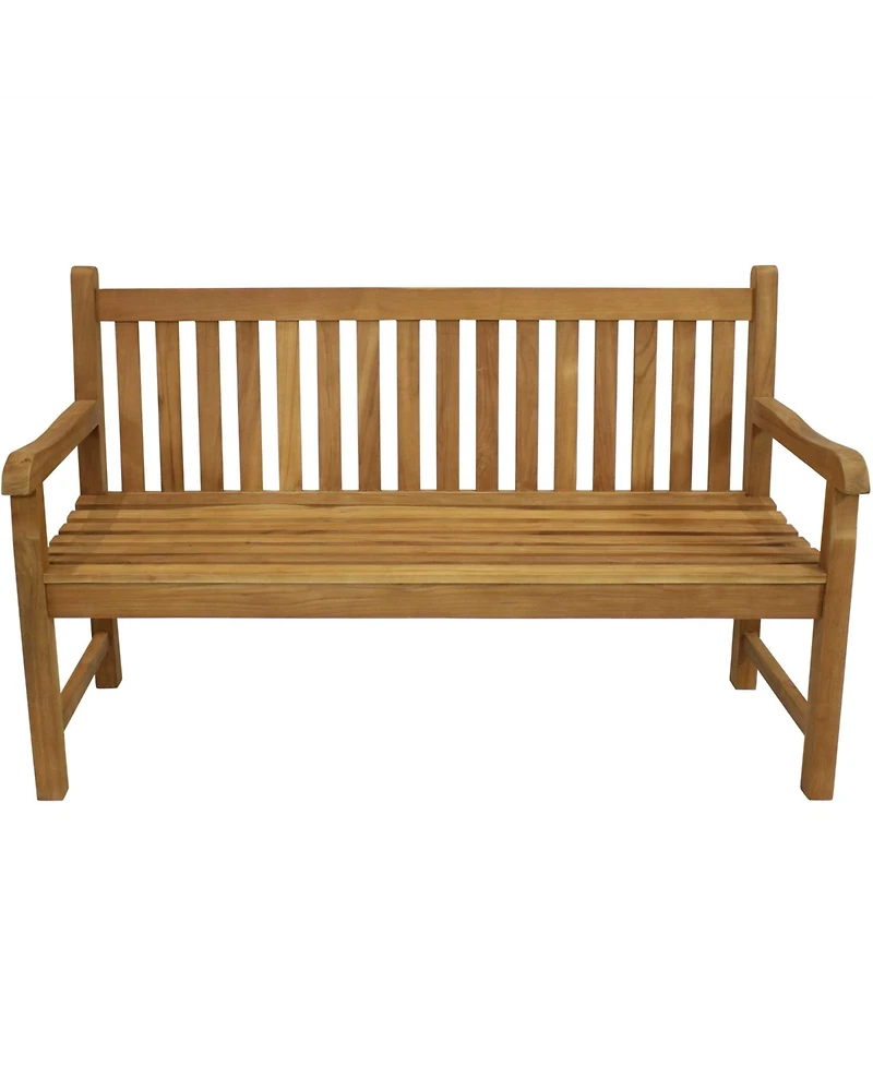 Outdoor Solid Teak Wood with Light Stained Finish Patio Garden Bench Seat - 60" - Light Brown
