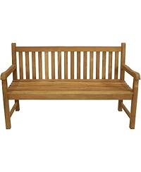 Outdoor Solid Teak Wood with Light Stained Finish Patio Garden Bench Seat - 60" - Light Brown