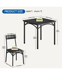 gaomon 2-Piece Wooden Square Dining Table Set with Upholstered Chairs, for Small Spaces and Apartments