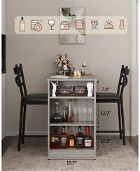 gaomon 2-4 Person Durable Bar Table Set with 16" Wide Cushions and Flip-Top Extension