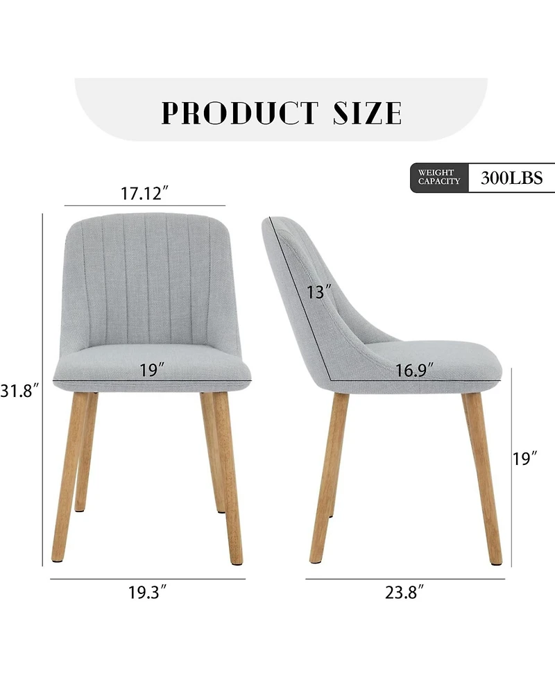 gaomon Dining Chairs Set of 6,Modern Fabric Upholstered Kitchen Chairs with Solid Legs, Weight Capacity 300lbs