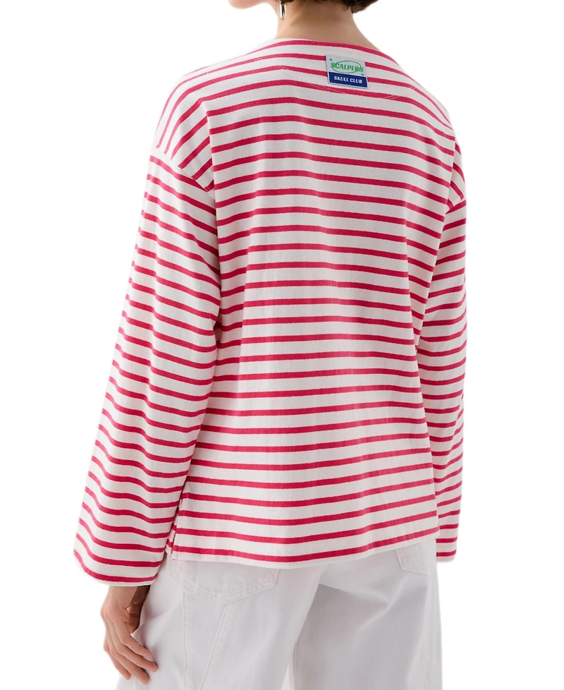 Scalpers Women's Stripes Label Ls Tee
