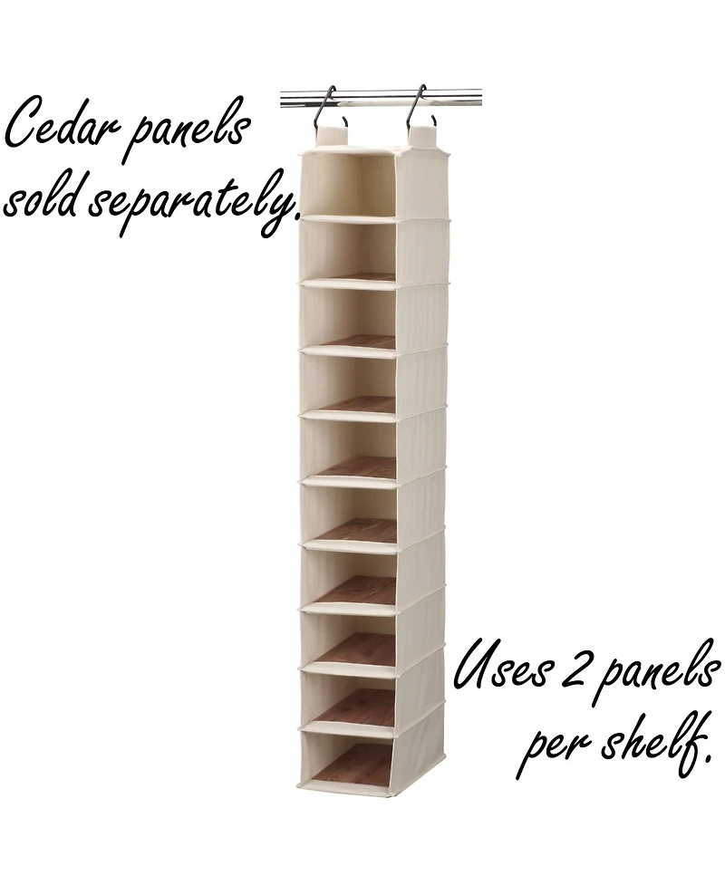Household Essentials Hanging Shoe Organizer, 10 Wide Cubbies with Cedarline Pockets
