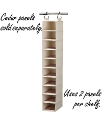 Household Essentials Hanging Shoe Organizer, 10 Wide Cubbies with Cedarline Pockets