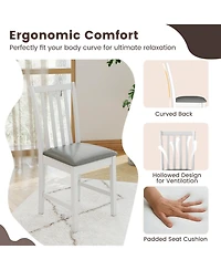 Gymax Wooden Dining Chair Set of 4 with Rubber Wood Frame and Padded Seat and Curved Back