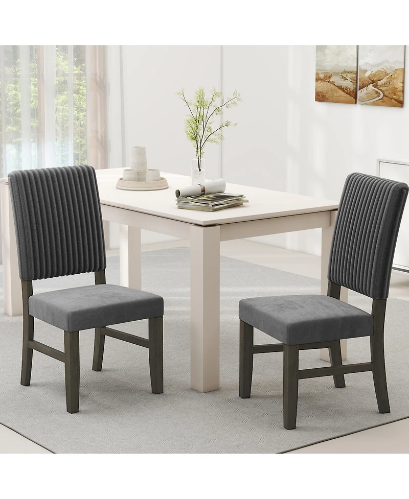 Gymax Dining Chair Set of 2 Mid-Century Modern Velvet Fabric Upholstered Chairs