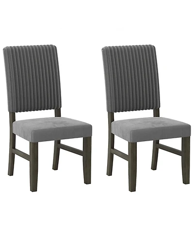 Gymax Dining Chair Set of 2 Mid-Century Modern Velvet Fabric Upholstered Chairs