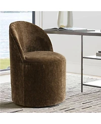 Maison Boucle Chenille Swivel Office Chair with Casters, Barrel Task