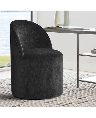 Maison Boucle Chenille Swivel Office Chair with Casters, Barrel Task