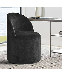 Maison Boucle Chenille Swivel Office Chair with Casters, Barrel Task