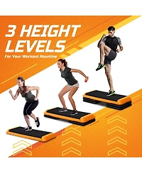 Zeny 43 Exercise Aerobic Step Platform Adjustable Fitness Stepper with 4 Stackable Risers Aerobics Stepper Workout Stepper