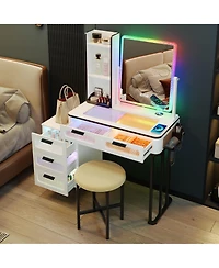 Vlsrka Vanity Set: Rgb Lights, 5 Drawers & Wireless Charger