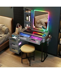 Vlsrka Vanity Set: Rgb Lights, 5 Drawers & Wireless Charger