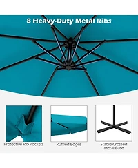 Sugift 10 Feet Patio Cantilever Umbrella with Cover Tilt Adjustment and Ruffled Edge