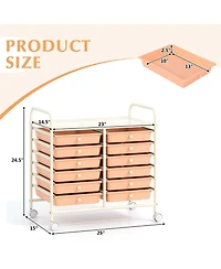 Gouun 12-Drawer Rolling Storage Cart with Steel Frame and Dual Handles for Home and Office
