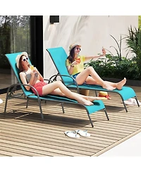 Gouun 2-Piece Outdoor Patio Lounge Chair Set with 5-Position Adjustable Reclining Backrest