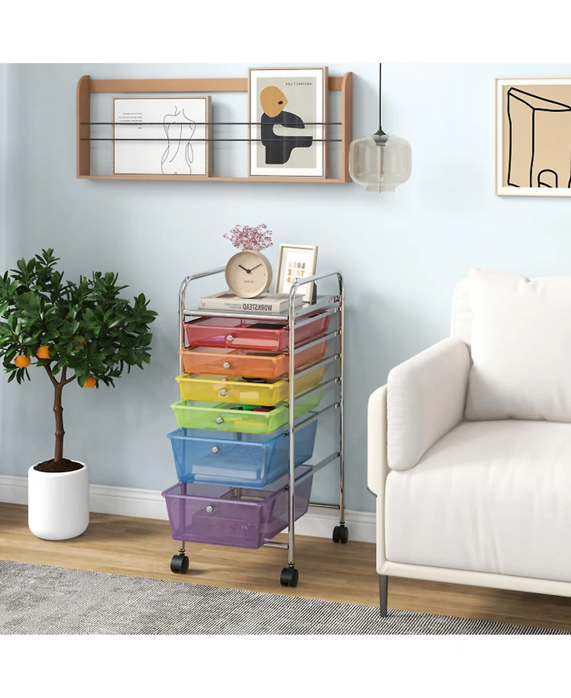 Gouun Metal Frame Rolling Storage Cart Organizer with Fabric Drawers