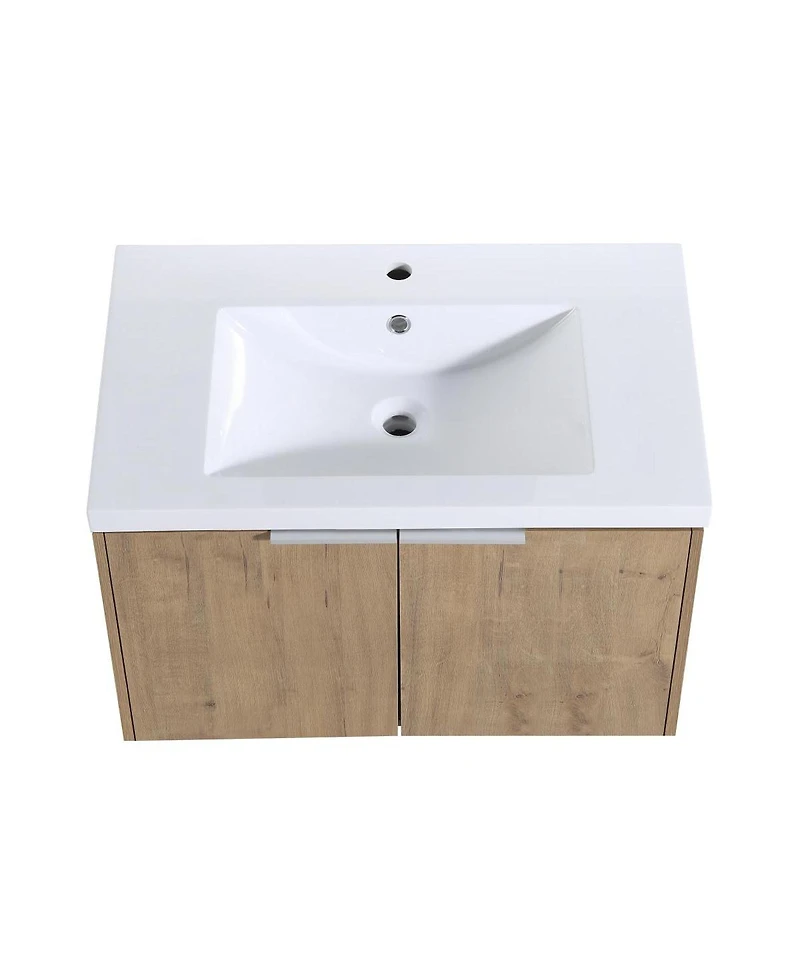Sillysis Floating Bathroom Vanity with Resin Sink, Modern Plywood Cabinet