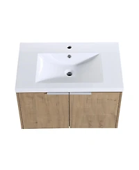 Sillysis Floating Bathroom Vanity with Resin Sink, Modern Plywood Cabinet
