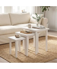 Gymax 3 Pcs Nesting End Tables Farmhouse Rectangle Side Table Set for Living Room