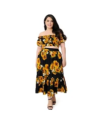 Unique Vintage Plus 1970s Off Ruffle Up Crop Top
