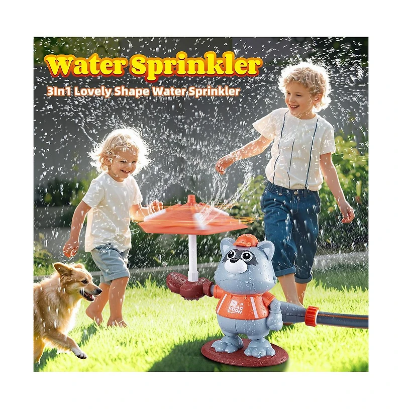 Bruce & Shark 3-in-1 Baseball Water Sprinkler - Rotating Splash Toy with Bat & Balls