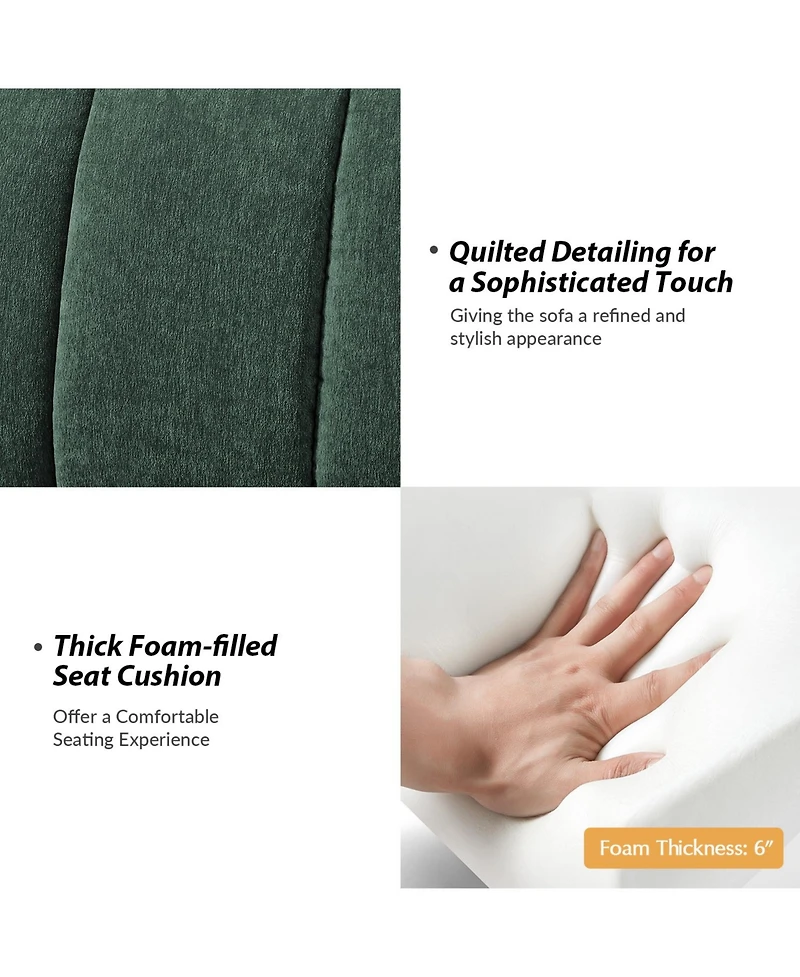 Hulala Home Shalon 28 inches Modern 1-Piece Chenille Channel Tufted Sofa