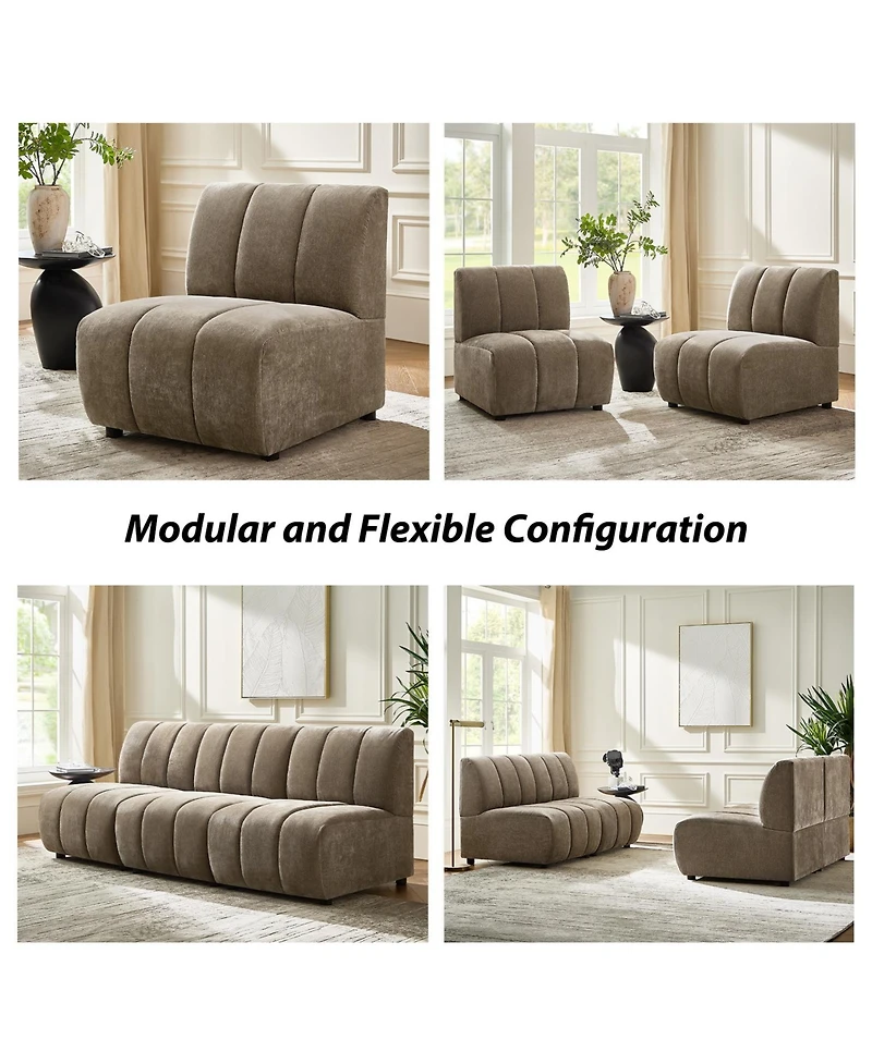Hulala Home Shalon 28 inches Modern 1-Piece Chenille Channel Tufted Sofa
