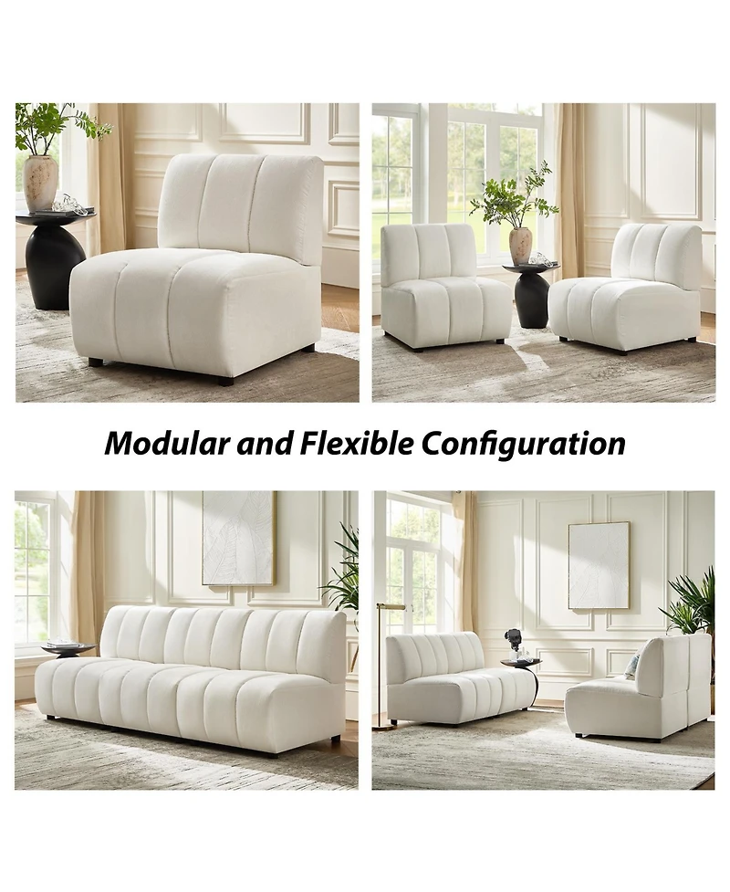 Hulala Home Shalon 28 inches Modern 1-Piece Chenille Channel Tufted Sofa