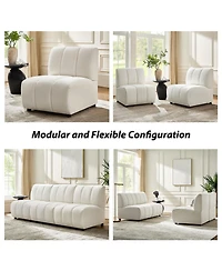 Hulala Home Shalon 28 inches Modern 1-Piece Chenille Channel Tufted Sofa