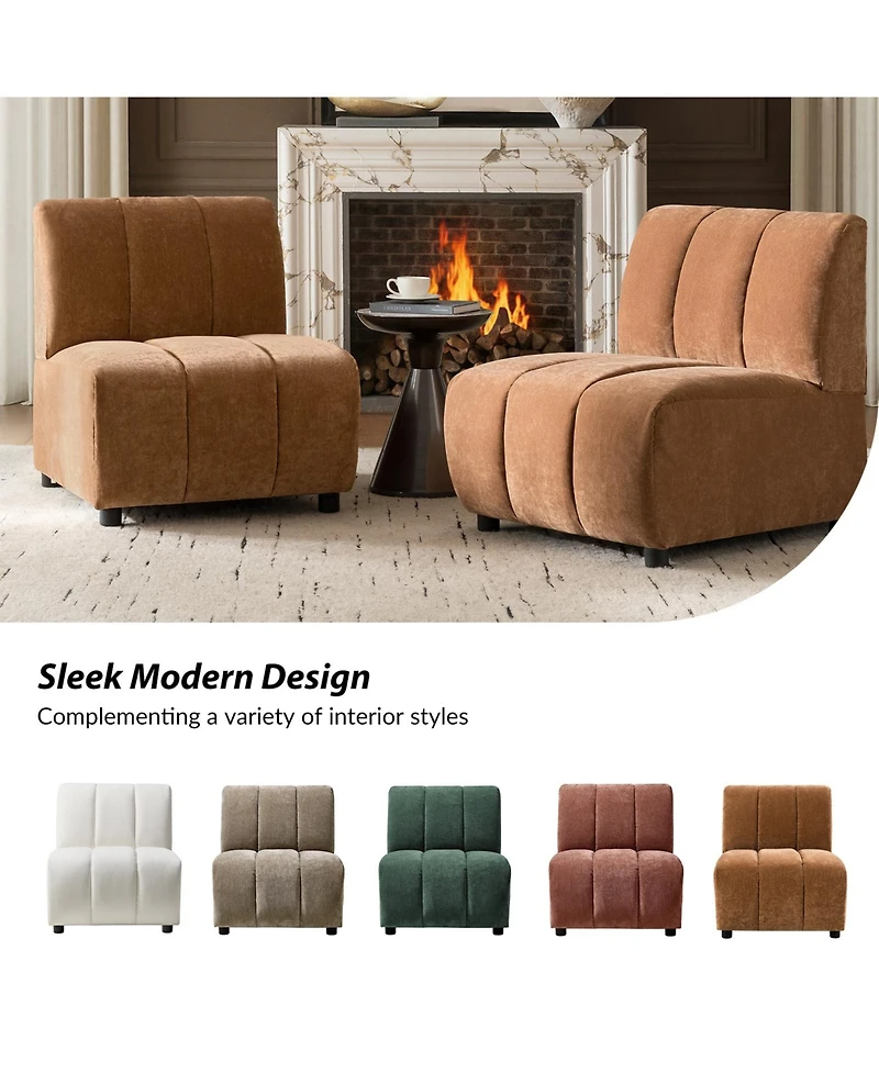 Hulala Home Shalon 28 inches Modern 1-Piece Chenille Channel Tufted Sofa