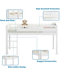 Gouun Kids Twin Low Loft Bed with Ladder and Protective Guard Rail
