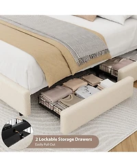 Homfan Cozy Boucle Upholstered Bed Frame