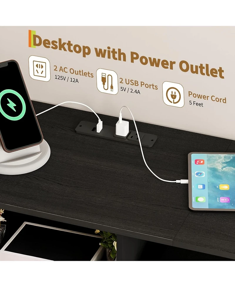 gaomon Dresser for Bedroom with 11 Fabric Drawers, Featuring Power Outlet and Led Lights, Wooden Top