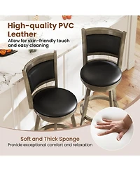 Slickblue 29 Inch Wooden Counter Height Stools 2 Piece Swivel Bar Chair Set