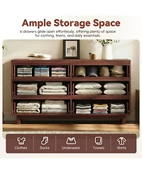Rainsken 6 Drawer Dresser, Modern Tv Stand and Chest of Drawers with Wave Front Design, Anti-Tip Clothes Storage Organizer for Bedroom, Living Room