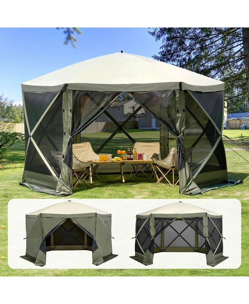 Mecale 12x12 Ft Pop Up Gazebo Tent 6-Sided with Mosquito Netting