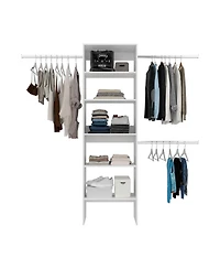 Fm Furniture Elara Vertical Closet Organizer with Open Shelves and Hanging Bars for Clothing,