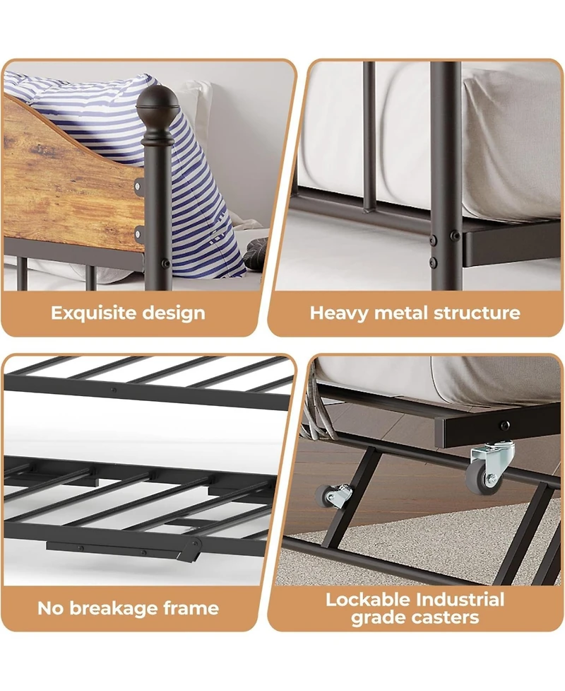 gaomon Metal Daybed with Optional Trundle Stylish Headboard