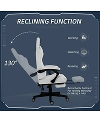 Vinsetto Racing Gaming Chair w/ Padded Arms, Pu Leather Recliner Office, White