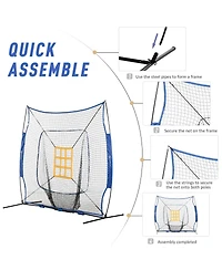Soozier 7.5' x 7' Portable Baseball Batting Net Set with Catcher Net,