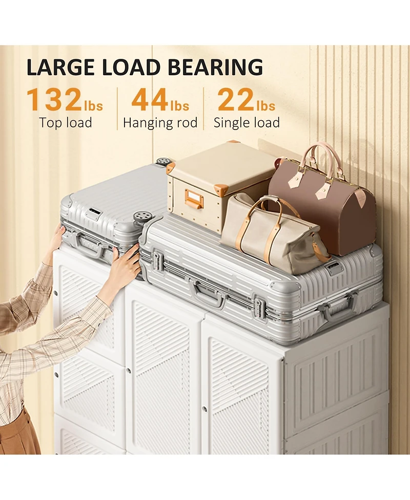Homcom Portable Wardrobe Folding Closet with Cube Storage,