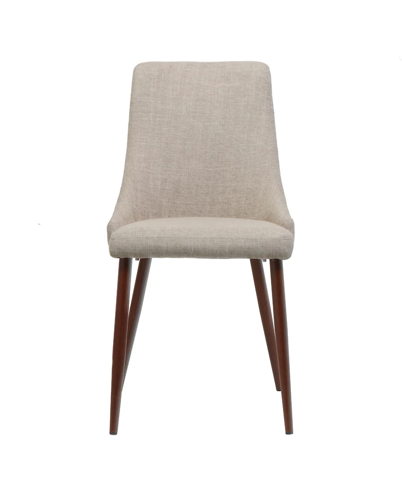 Rainsken Mid Century Modern Dining Chairs Set of 2, Fabric Upholstered Kitchen with Curved Backrest and Tapered Legs for Room