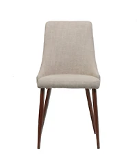Rainsken Mid Century Modern Dining Chairs Set of 2, Fabric Upholstered Kitchen with Curved Backrest and Tapered Legs for Room