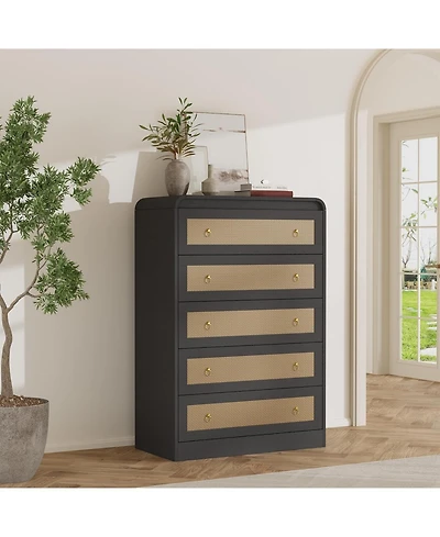 gaomon 31" Tall Rattan Drawer Dresser for Bedroom,Dressers and Chests of Drawers,Modern Chest Drawers Bedroom,Living Room,Hallway