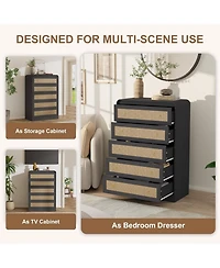 gaomon 31" Tall Rattan Drawer Dresser for Bedroom,Dressers and Chests of Drawers,Modern Chest Drawers Bedroom,Living Room,Hallway