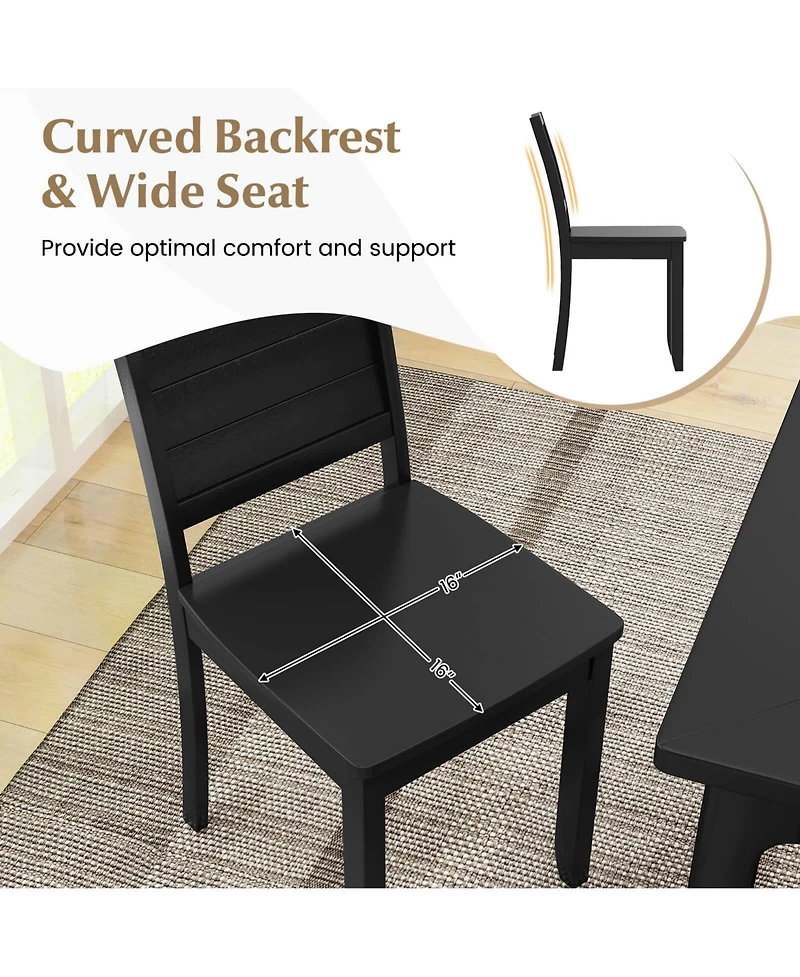 Gymax 4 Pcs Armless Wood Dining Chair w/ Rubber Wood Legs Curved Backrest Kitchen