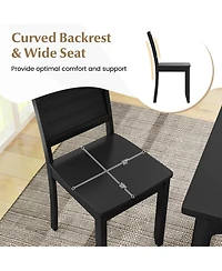 Gymax 4 Pcs Armless Wood Dining Chair w/ Rubber Wood Legs Curved Backrest Kitchen