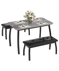gaomon 3-Piece Modern Retro 2-Person Dining Table with Benches