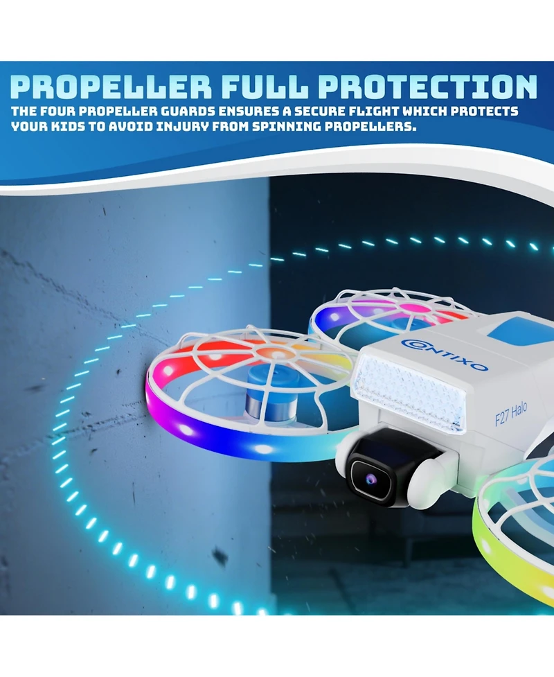 Contixo F27 Halo Mini Foldable Drone with Screen Remote, Led Lights, 720P Camera